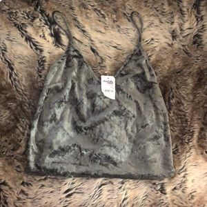 Dark green velvet crop top